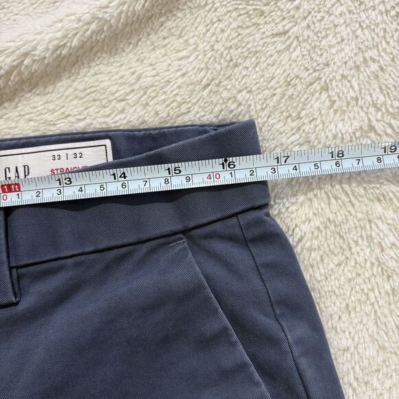 Gap Pants Chino Mens 33x32 Straight Fit Blue Performance Flat Front Khaki Casual - Picture 8 of 10
